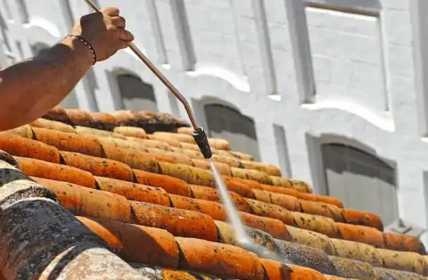 Démoussage de toiture au Fousseret